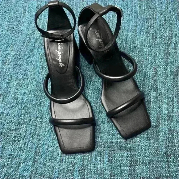 Free People Parker Pillow Square Toe Heels in Black - Picture 5 of 6